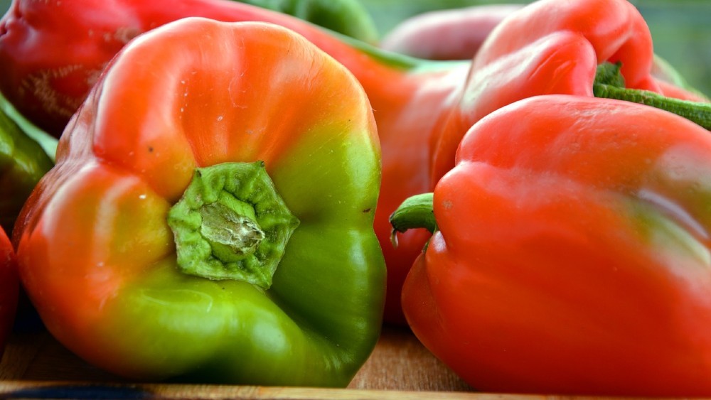 farebná paprika zelených a červených odtieňov
