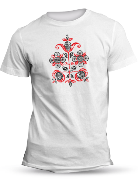 Tričko folklórny kvet retro Unisex Biele