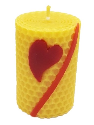 Sviečka včelí vosk žltá srdce+pásik 70mm/48mm