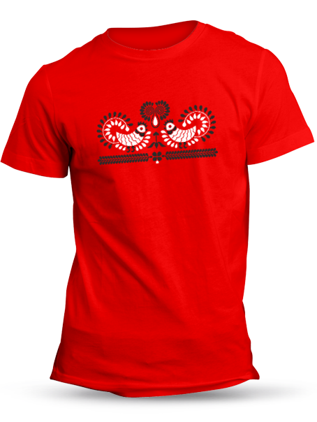 Tričko ľudový kohút Unisex Červené