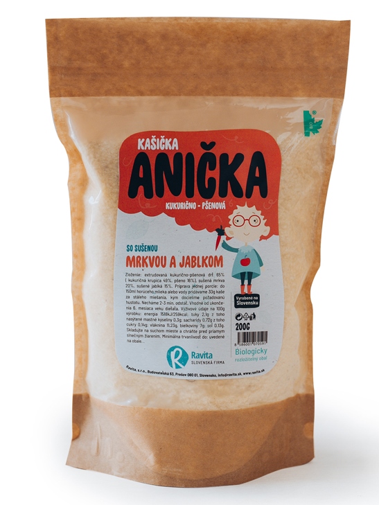 RAVITA ANIČKA kukurično pšenová kaša mrkva + jablko 200 g