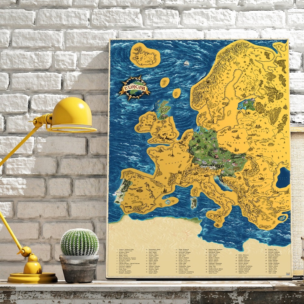 Stieracia mapa Európa Deluxe XL - zlatá