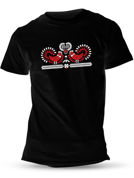 Tričko ľudový kohút Unisex Čierne