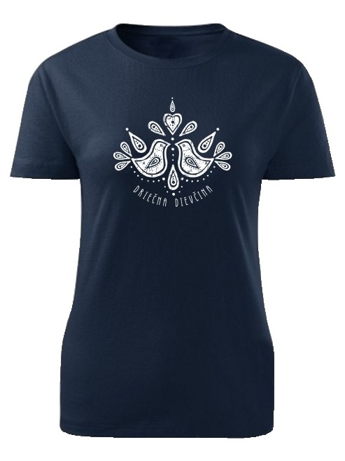 Tričko driečna dievčina folk Dámske klasik Námornícke modré