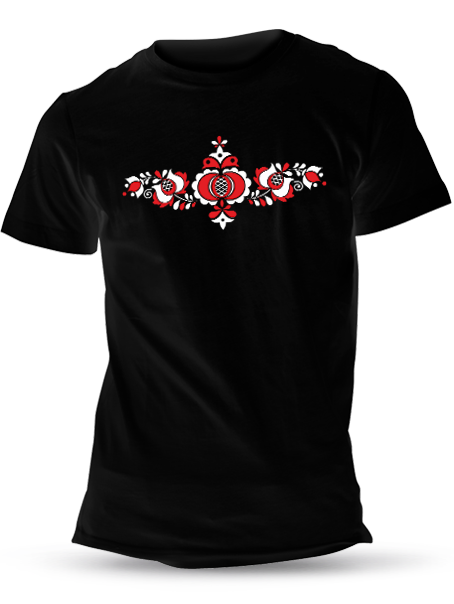Tričko folklórny ornament Unisex Čierne