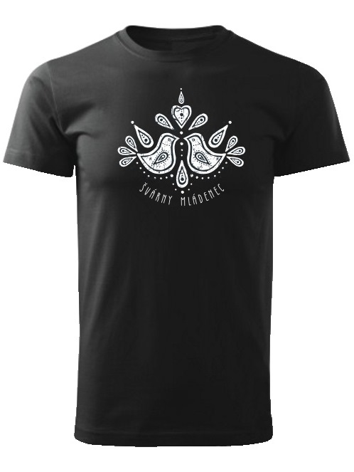Tričko švárny mládenec folk Unisex Čierne