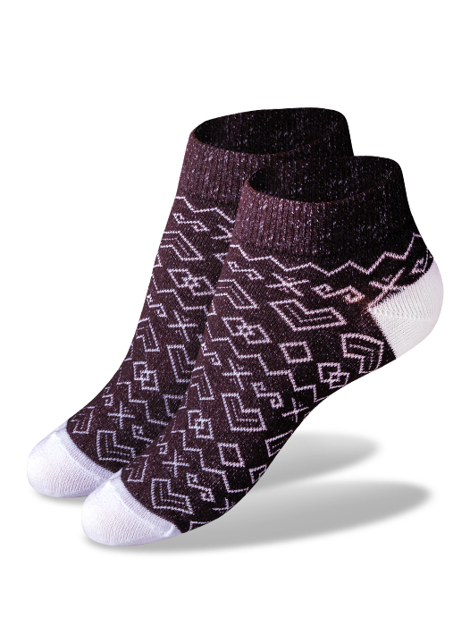 Členkové ponožky čičmany - hnedobiele