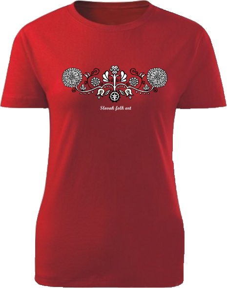 Tričko Slovak folk art jar Dámske klasik Červené