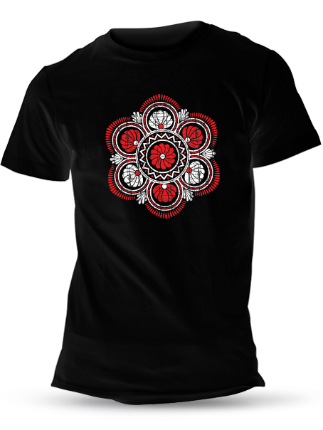 Tričko folklórny kruh retro Unisex Čierne