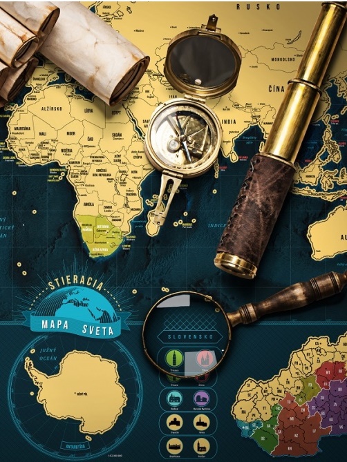 Stieracia mapa Svet Deluxe XL - zlatá