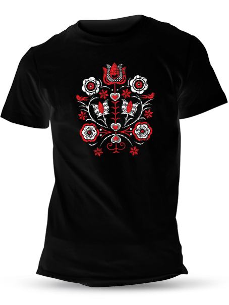 Tričko kytica retro Unisex Čierne