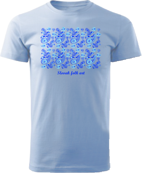 Tričko Slovak folk art modrotlač Unisex Svetlomodré