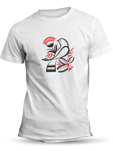 Tričko ľudový vták Unisex Biele