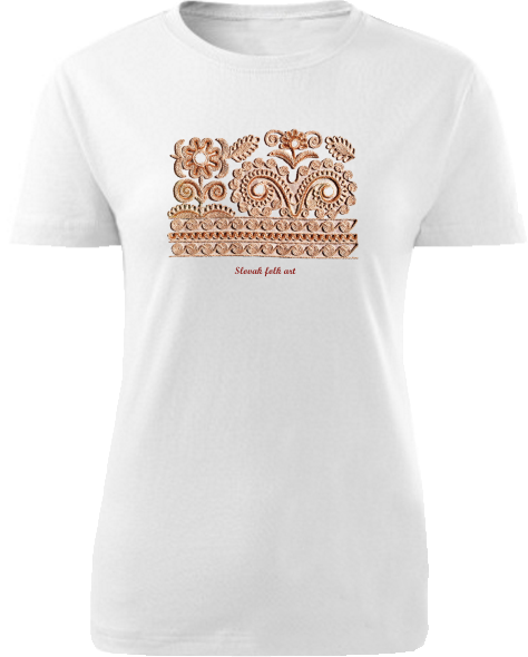 Tričko Slovak folk art ornament Dámske klasik Biele