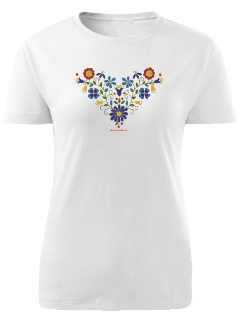 Tričko Slovak folk art lúčne kvety Dámske klasik Biele