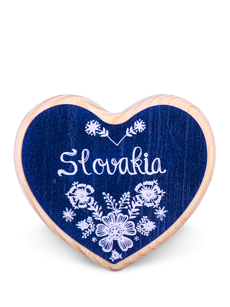 Drevená magnetka Slovakia kvety modrá
