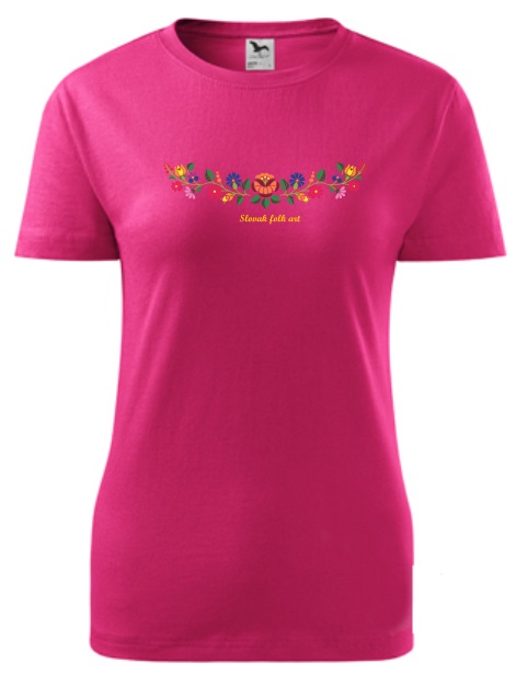 Tričko Slovak folk art kvietky Dámske klasik Purpurové