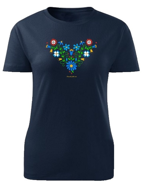 Tričko Slovak folk art lúčne kvety Dámske klasik Námornícke modré