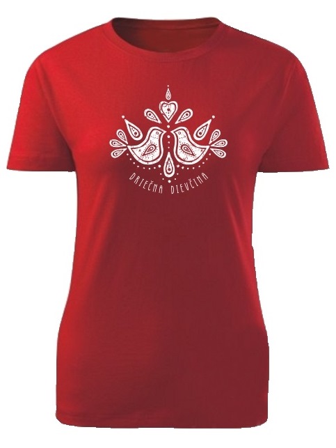 Tričko driečna dievčina folk Dámske klasik Červené
