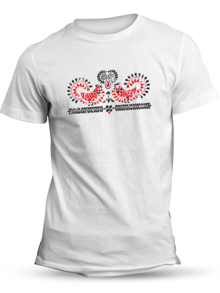 Tričko ľudový kohút retro Unisex Biele