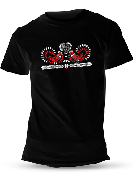 Tričko ľudový kohút retro Unisex Čierne