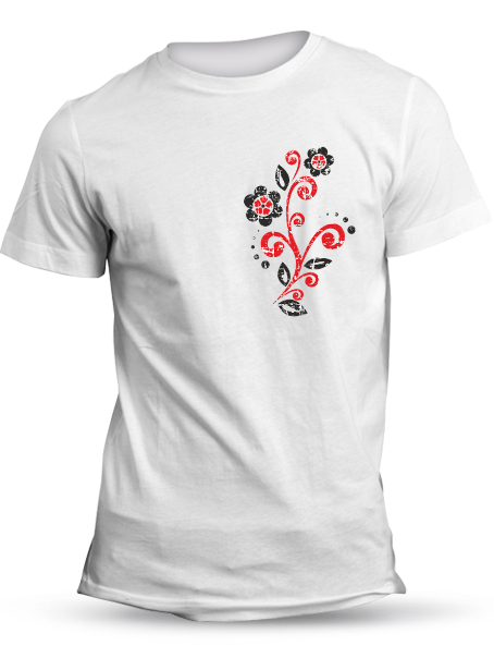 Tričko folklórny kvietok retro Unisex Biele