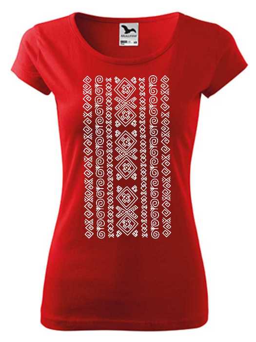 Tričko čičmanský ornament Dámsky pure Červené
