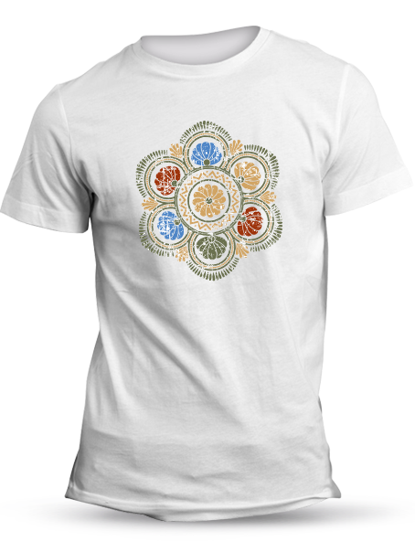 Tričko folklórny kruh 1 retro Unisex Biele