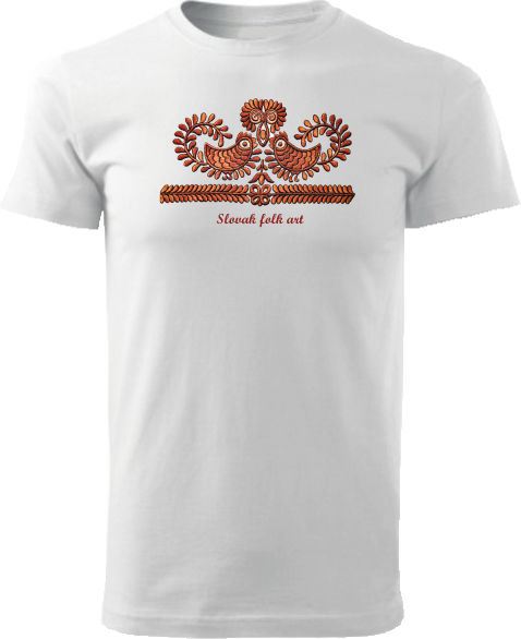Tričko Slovak folk art kohúty Unisex Biele