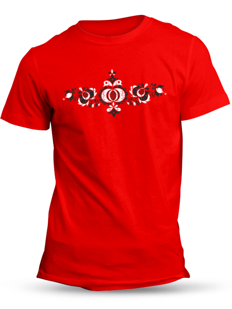 Tričko folklórny ornament retro Unisex Červené