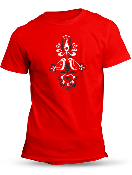 Tričko vtáčiky retro Unisex Červené