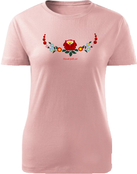 Tričko Slovak folk art ruža Dámske klasik Ružové