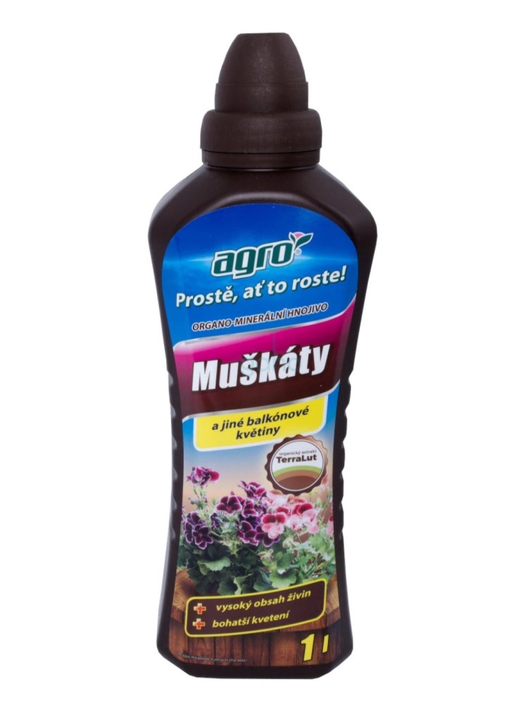 Agro Kvapalné organicko minerálne hnojivo na muškáty 1l
