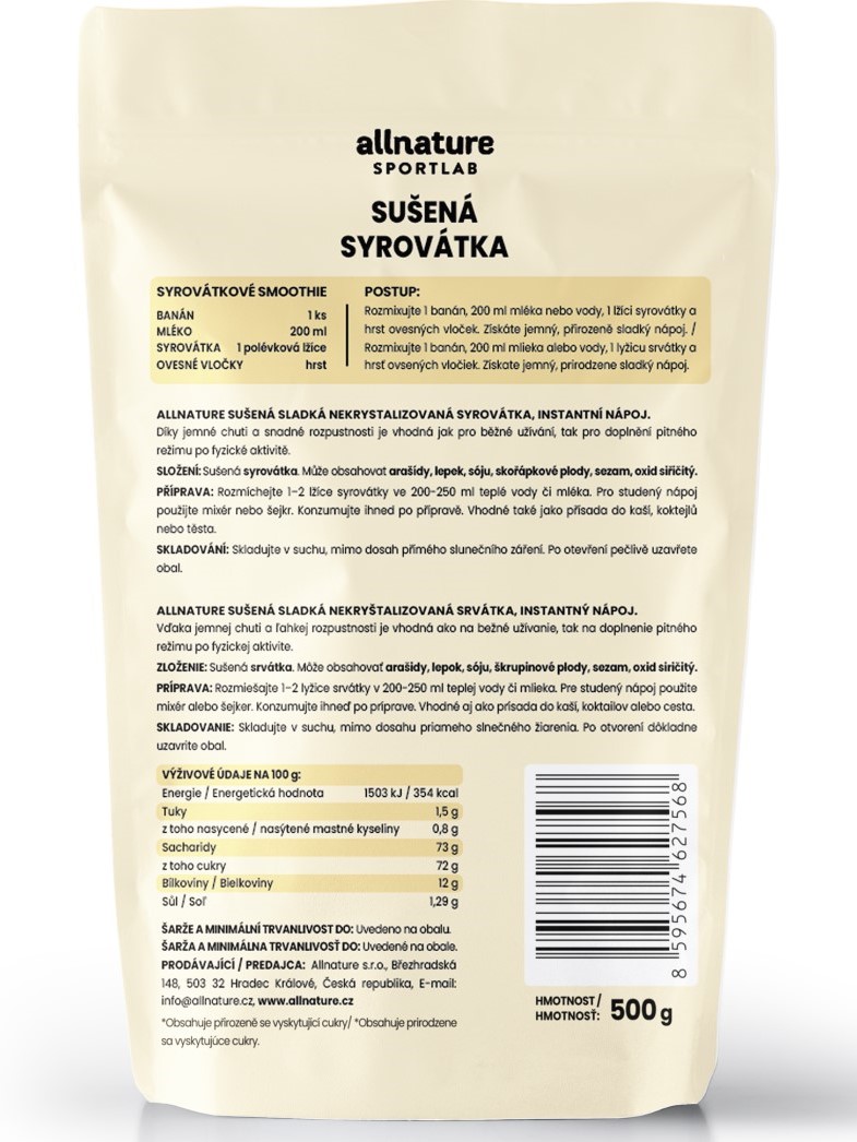 Allnature Srvátka sušená sladká 500g