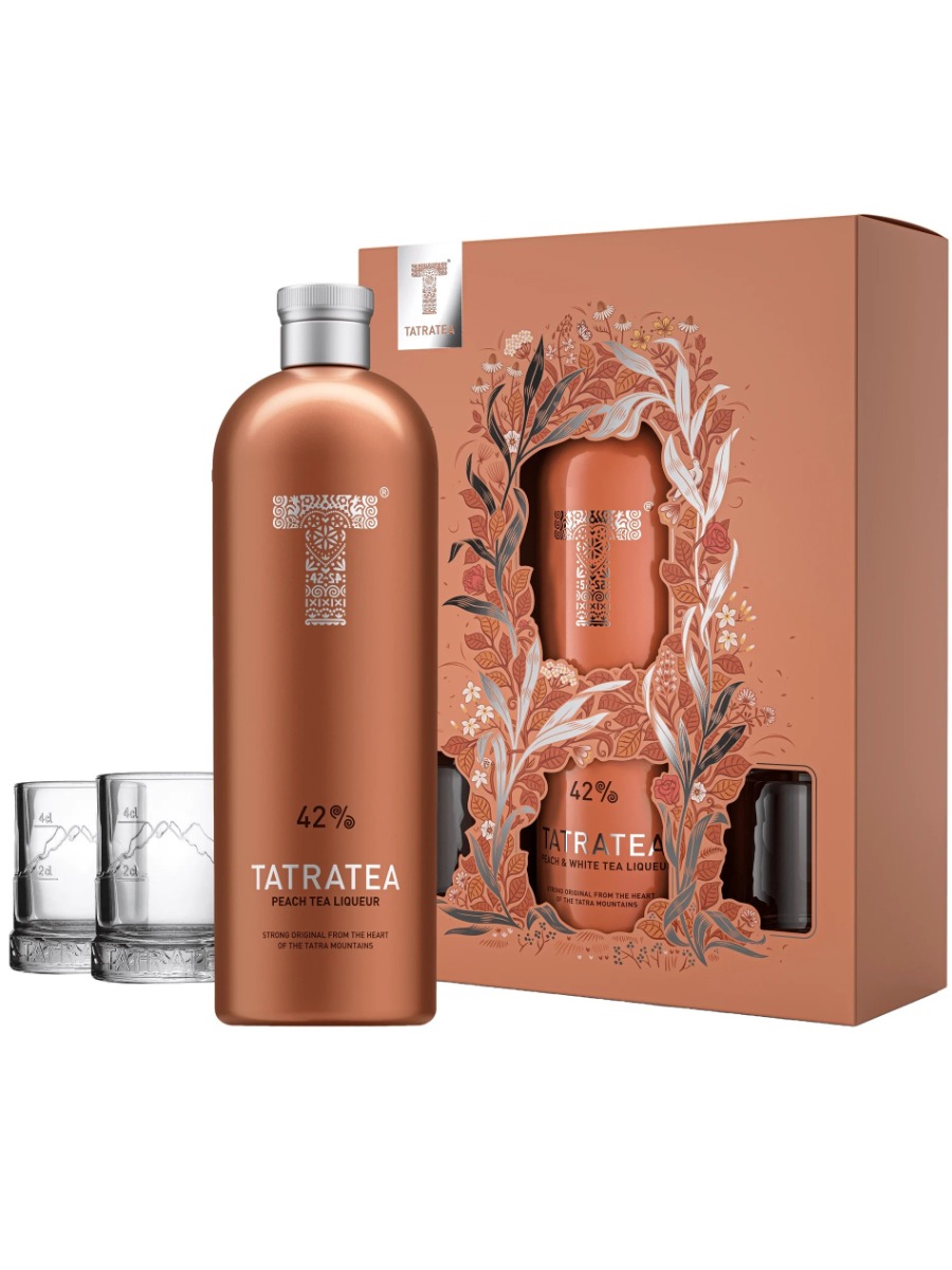 TATRATEA Peach & White 42% 0,7L + 2 poháriky