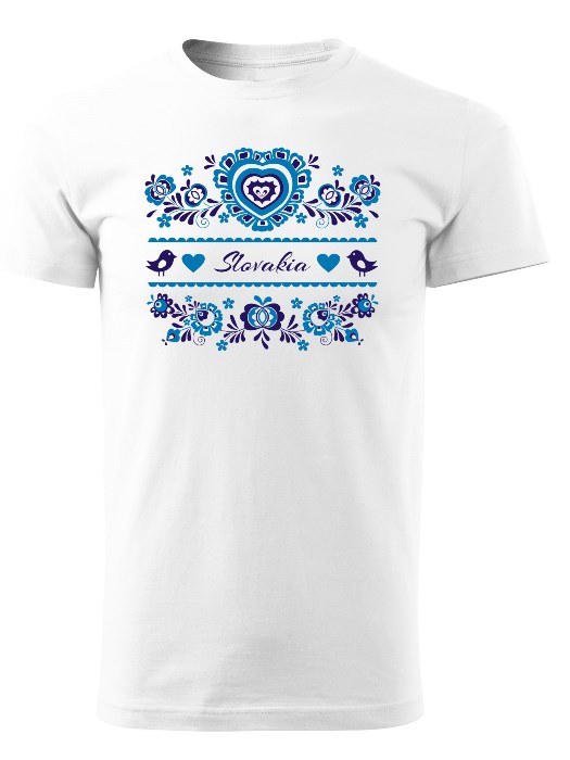 Tričko modrý ornament Unisex Biele