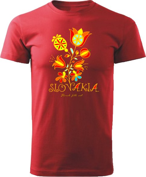 Tričko Slovakia kvet Unisex Červené