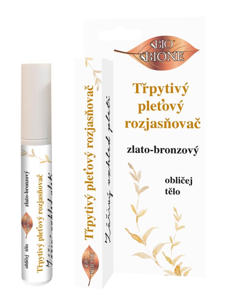 Bione Cosmetics - Trblietavý pleťový rozjasňovač zlato-bronzový 7ml