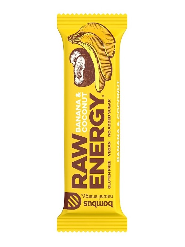 Bombus Raw Energy tyčinka banán a kokos 50g