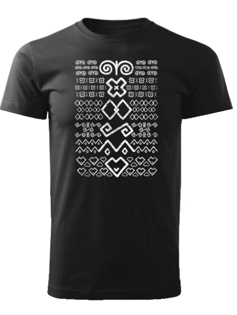 Tričko Čičmany znaky retro Unisex Čierne