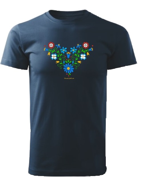 Tričko Slovak folk art lúčne kvety Unisex Námornícke modré
