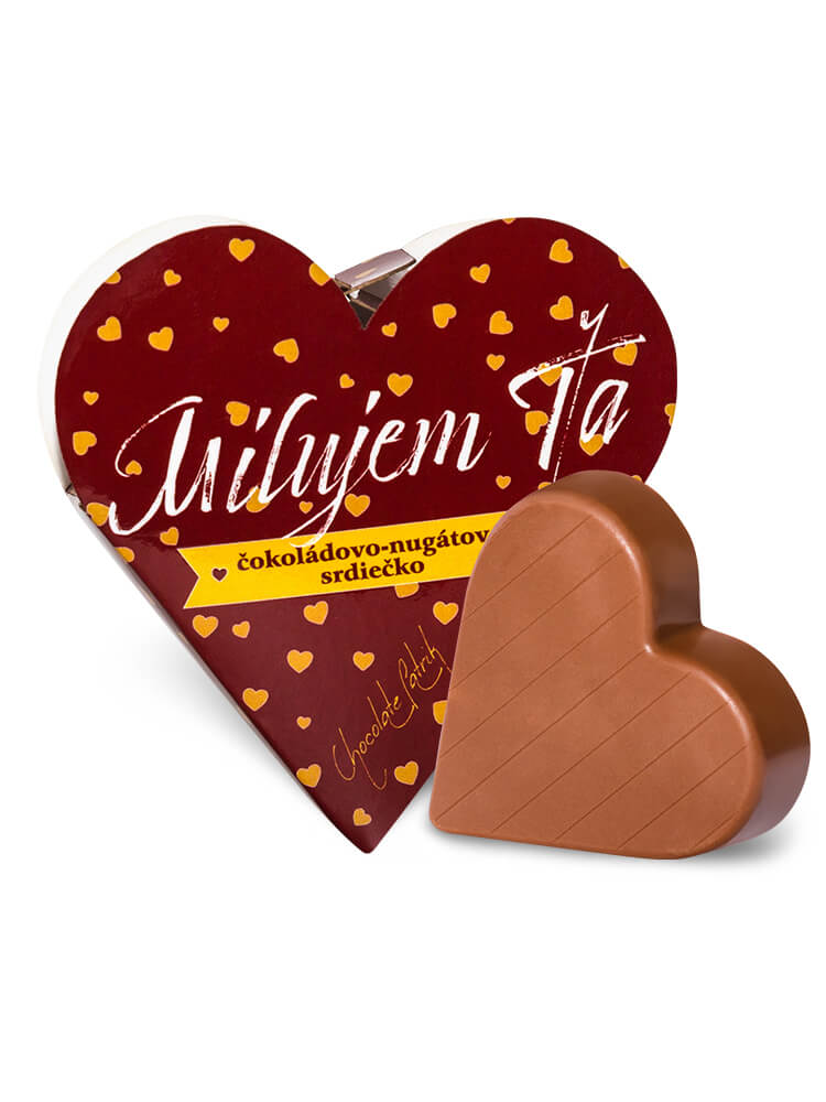 Chocolate Patrik Čokoládové srdce bordové horké - Milujem ťa