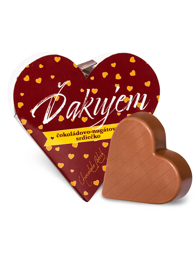 Chocolate Patrik Čokoládové srdce bordové horké - Ďakujem 