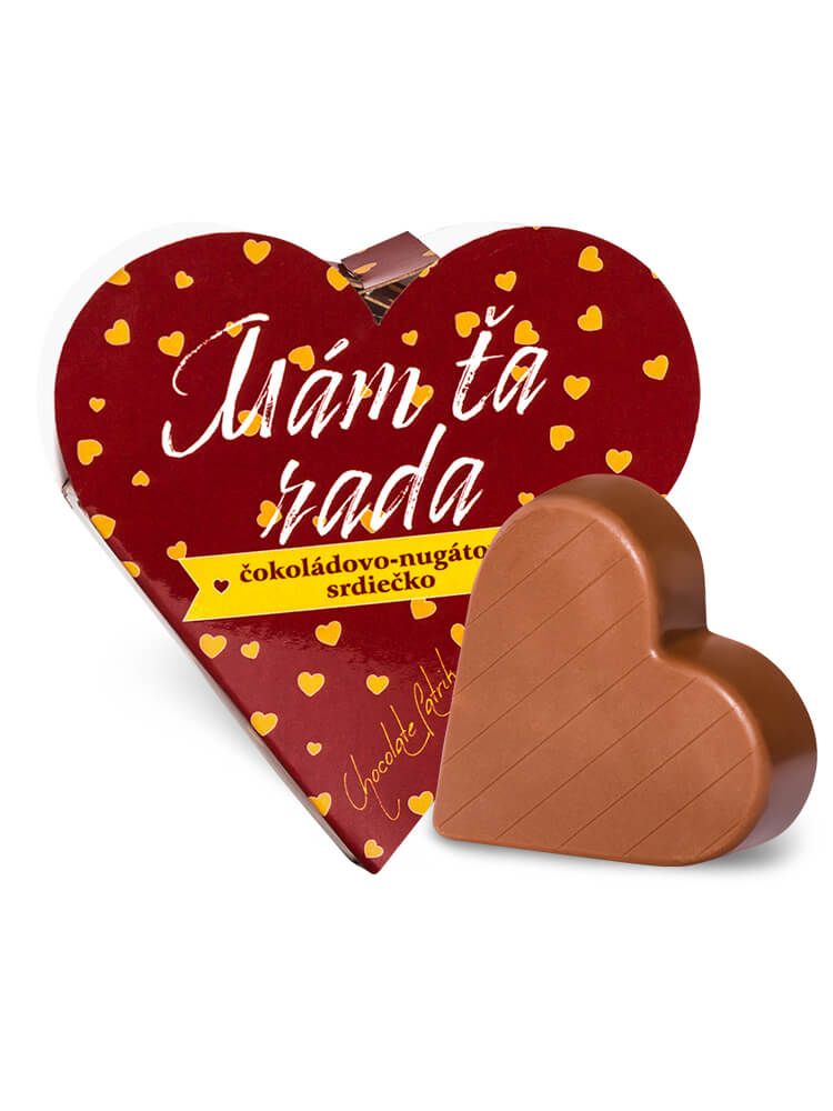 Chocolate Patrik Čokoládové srdce bordové horké - Mám ťa rada