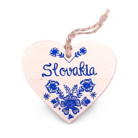 Drevené srdce Slovakia kvety - modré