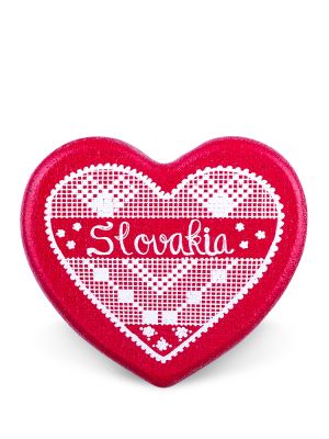 Drevená magnetka Slovakia srdce červená