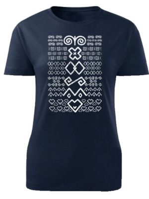 Tričko čičmany znaky retro Dámske klasik Námornícke modré