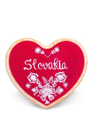 Drevená magnetka Slovakia kvety červená