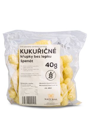 NATURAL JIHLAVA Kukuričné chrumky - špenát 40g