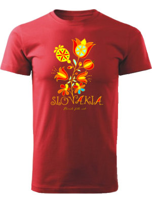 Tričko Slovakia kvet Unisex Červené